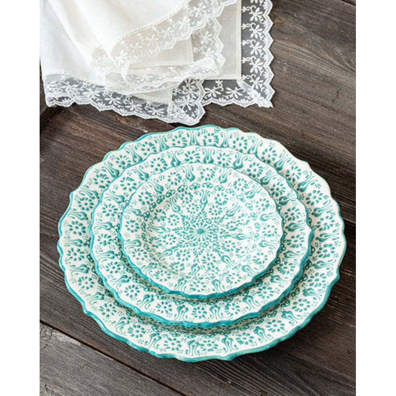 Hand Painted Ceramic Handmade Ceramic Appetizer Plate, Green