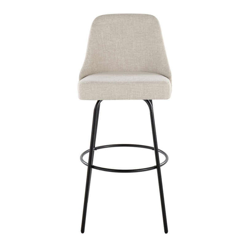 Tabouret de bar contemporain à hauteur fixe avec pivot, Beige