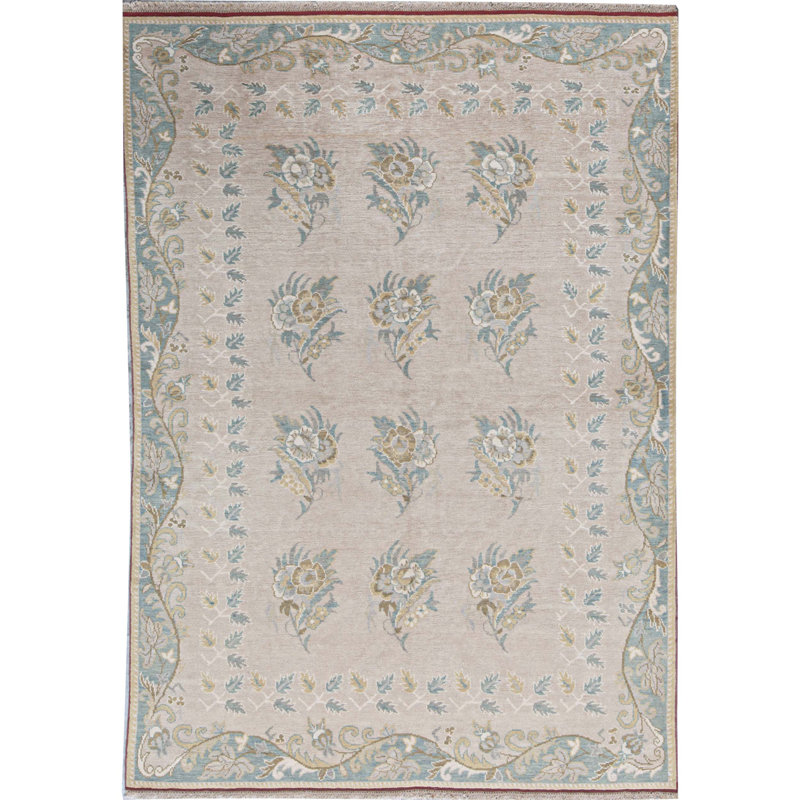 Tapis beige noué à la main de haute qualité