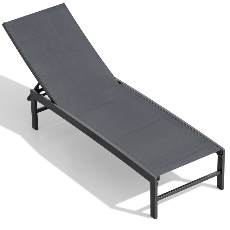  Antrea Outdoor/Patio Chaise Lounge Chair with Adjustable Reclining Back, Dark Gray