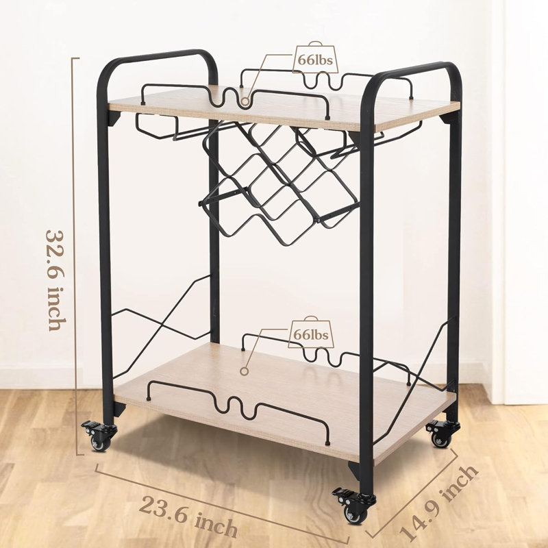 Wine Bottle & Glass Rack Brown+Black