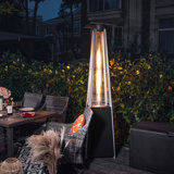 Outdoor 48,000 BTU Pyramid Propane Gas Patio Heater with Wheels, Powder-Coated Iron Frame, Black