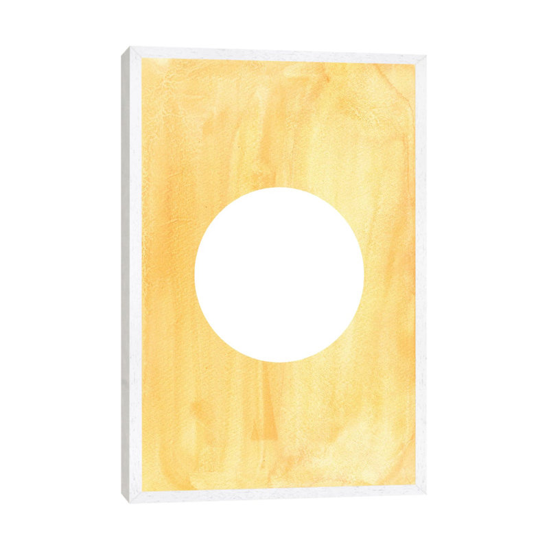 Mellow Yellow Sun - Painting on Canvas, 101.6cm H x 66.04cm W x 3.81cm D, White Framed