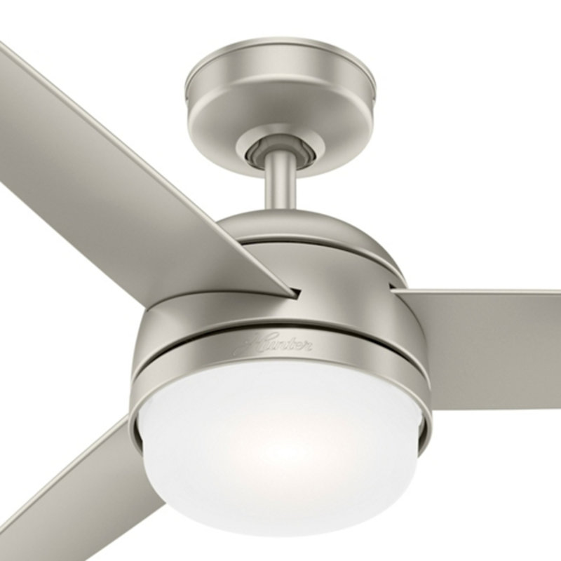 48" Midtown 3 - Blade Standard Ceiling Fan with Remote Control and Light Kit Included, Matte Nickel