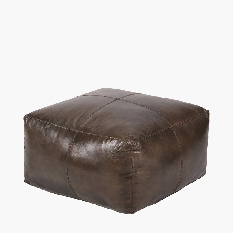 Chunn 60cm Wide Square Solid Colour Pouffe Ottoman, Peppercorn Grey