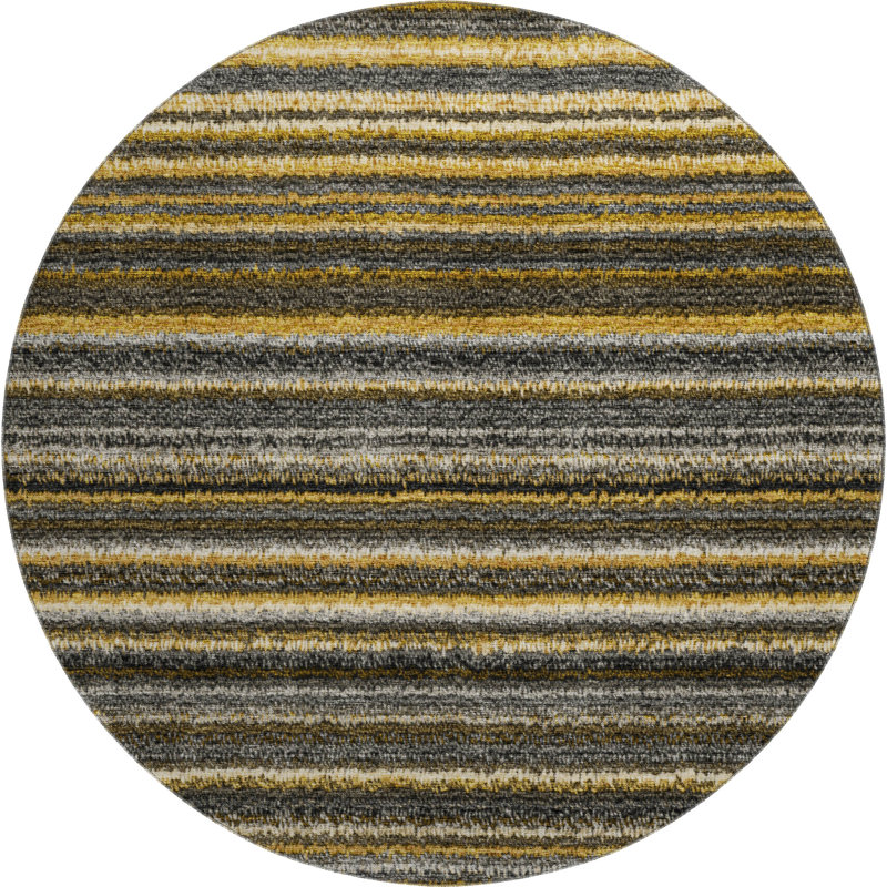 Premium Machine Washable Cerrito AMF598 Gold Rug, Round 8'