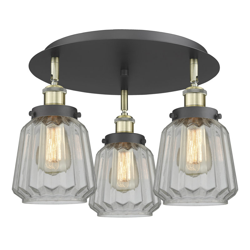 Plafonnier Chatham, Laiton antique noir, Transparent