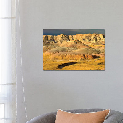 Eroded Buttes Showing Layers Of Sedimentary Rock, Badlands National Park, South Dakota 1 Piece Wall Art on Canvas