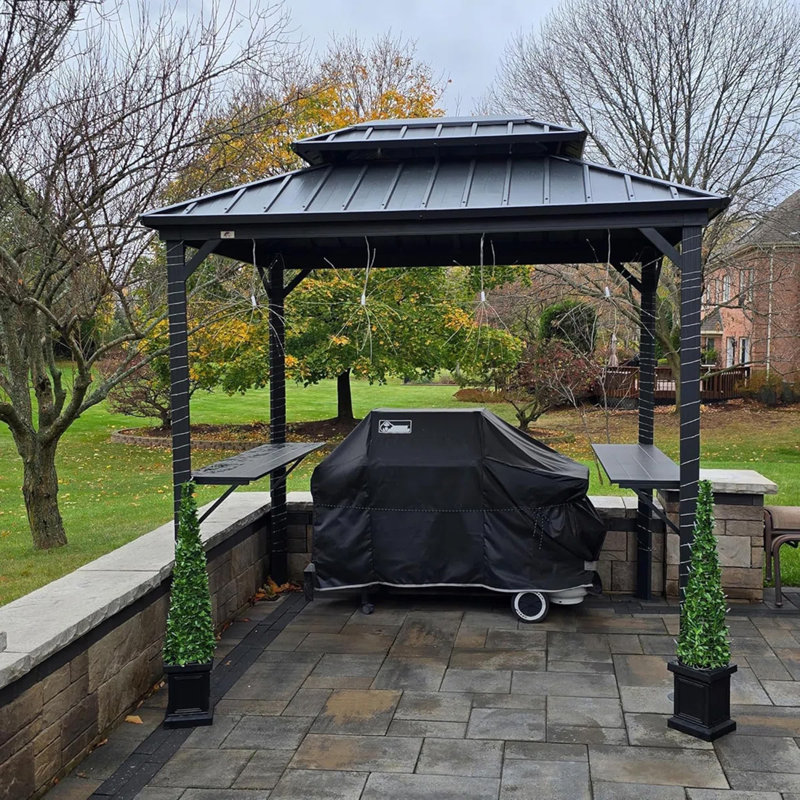 8 pi L 6 pi. D Pavillon de jardin en aluminium, Gris