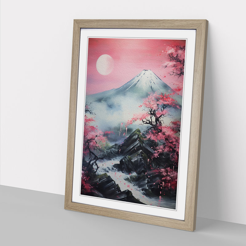 Japanese Mountains Abstract - Framed Print, Oak Framed, 46cm H x 34cm W x 2cm D
