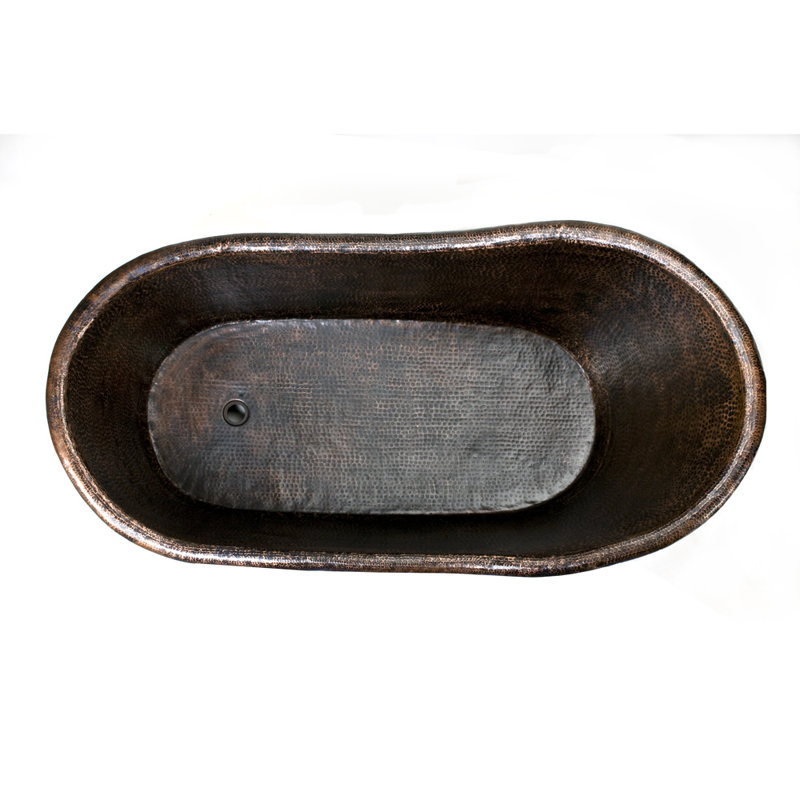 67" Hammered Copper Single Slipper Bathtub