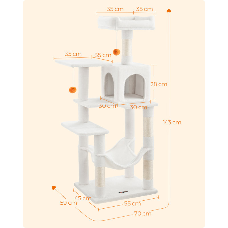Maison pour chat 56 "à plusieurs niveaux, Blanc crème