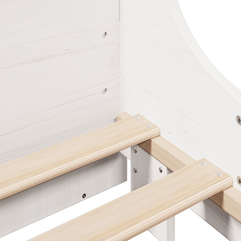Boilleau Solid Wood Bed, White, 180 x 200 cm
