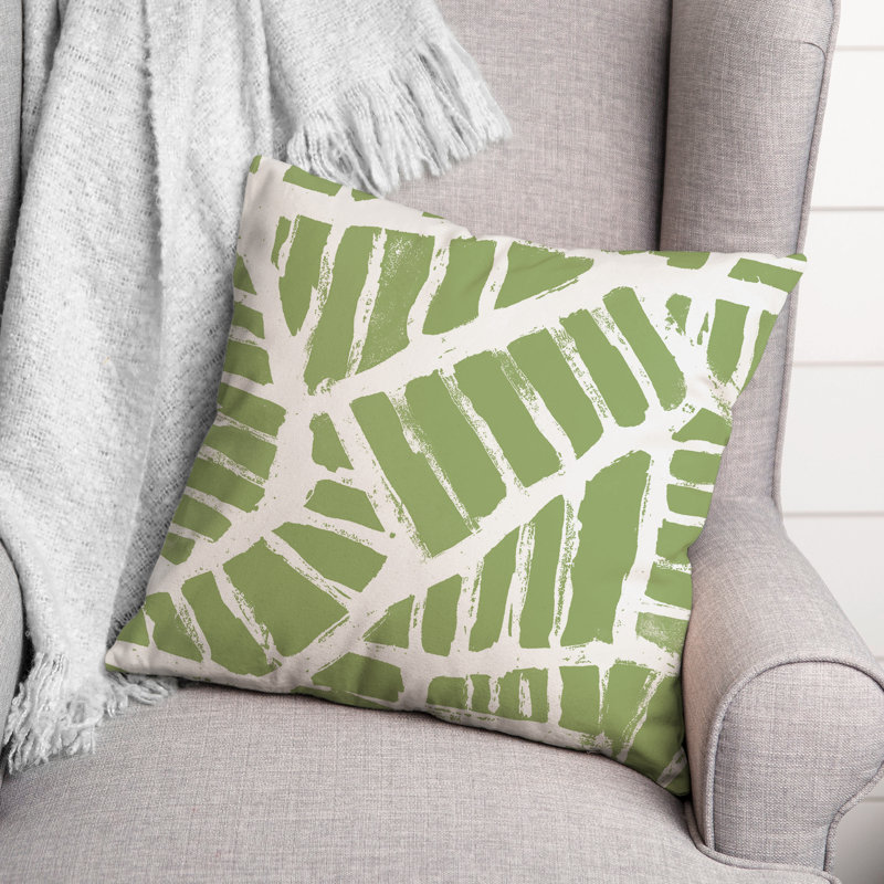 Coussin décoratif intérieur / extérieur à motif floral, Vert