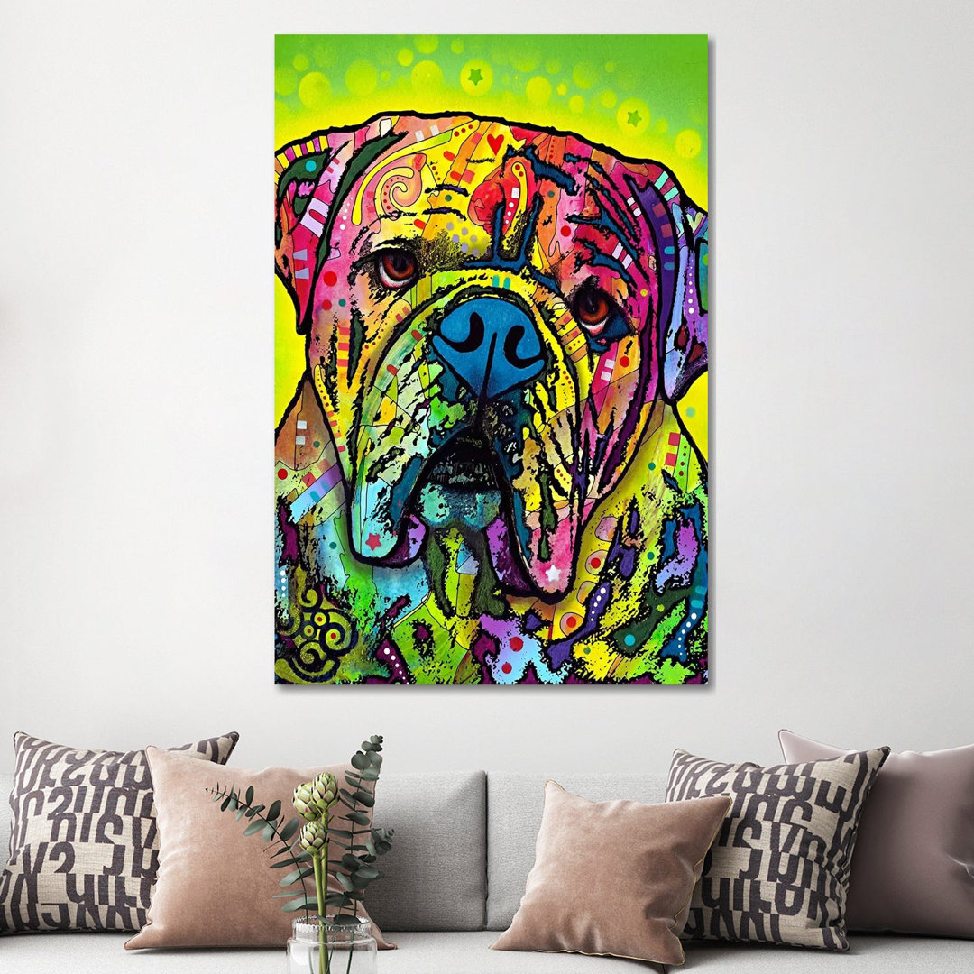 Hey Bulldog by Dean Russo - Wrapped Canvas Painting
