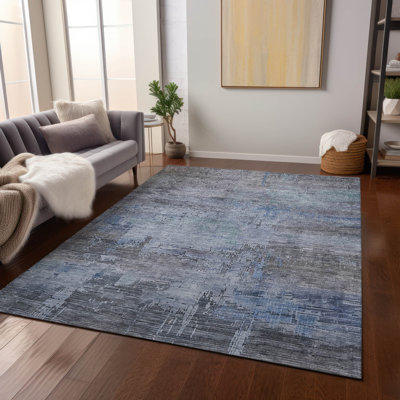 Machine Washable Indoor/Outdoor Claudian ACN1650 Grey 8' x 8' Round Rug