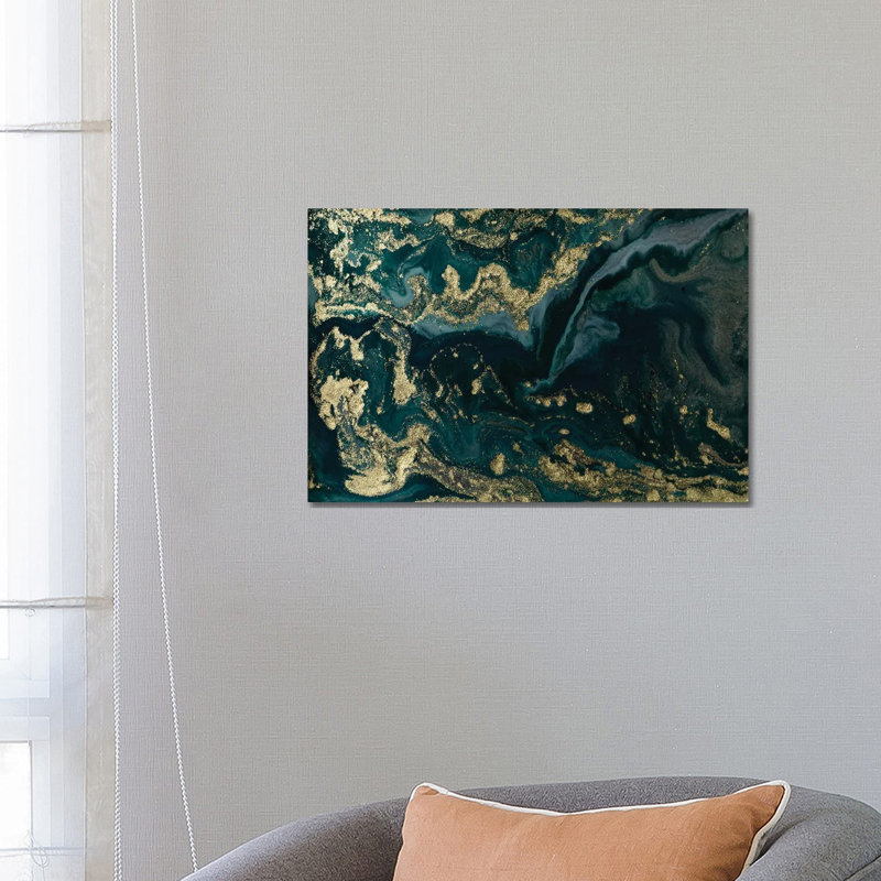 Gold Waves Marble - Print on Canvas, 66.04 cm H x 45.72 cm W x 1.91 cm D, Wrapped Canvas