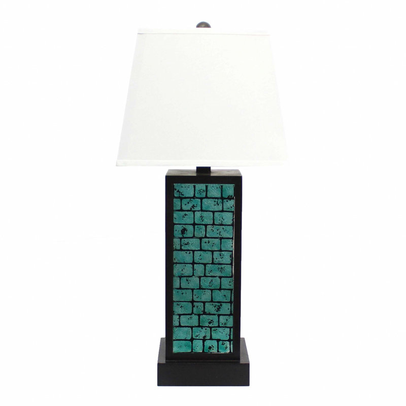 Lampe de table 30,75 po Annaline, Bleu sarcelle, Blanc