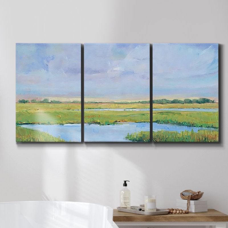 Monet, reproduction sur toile 3 pièces, H 60 po x l 120 po x P 2 po
