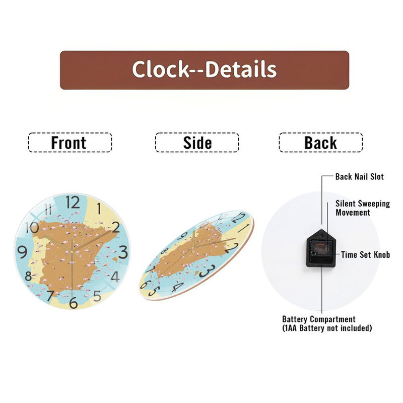 Horloge murale espagne 12 po