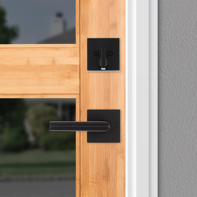 Kwikset Milan Square Keyed Lever, Matte Black