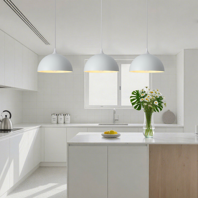 3 - Light 11.81'' Dome Pendant for Kitchen Island Modern Pendant Lighting Fixtures , White