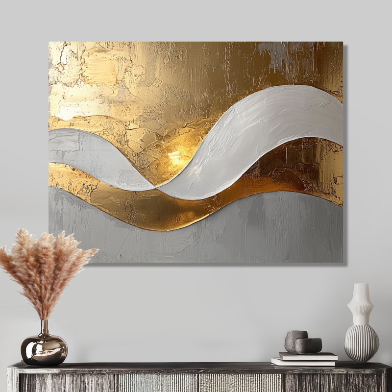 Amaro I - Abstract Large Wall Art, Toile tendue sur cadre, H 16 po x l 32 po, Ne s’applique pas