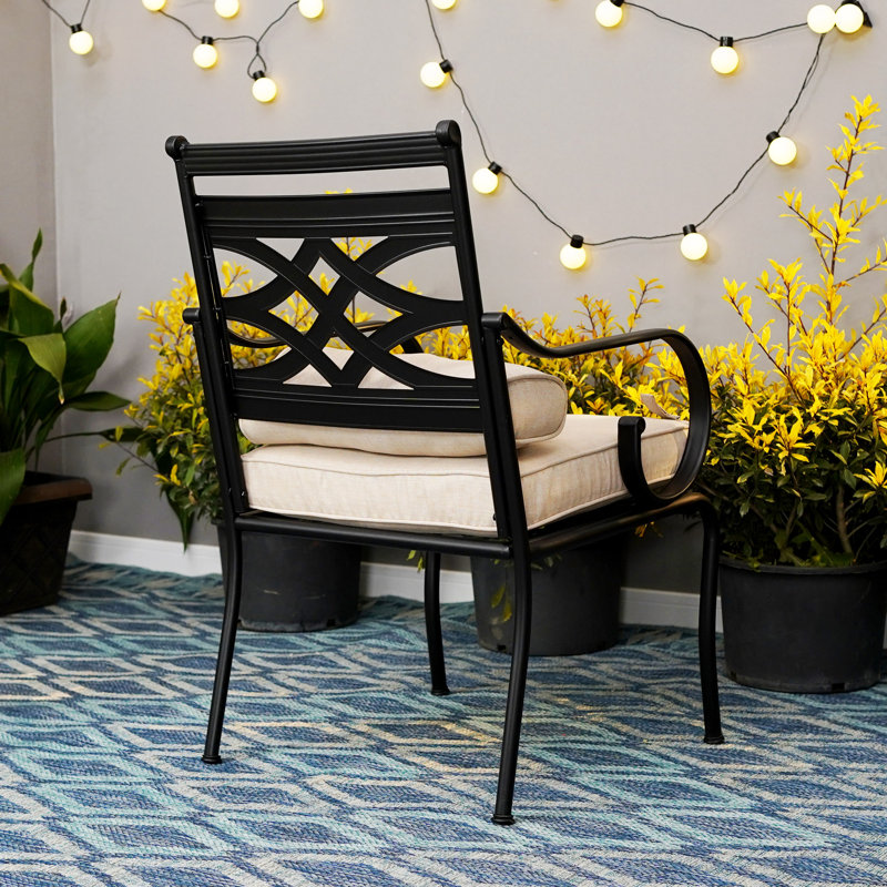 Alyah 4 - Person Patio Dining Set with Square Table , Cushions Included, Navy, Yes