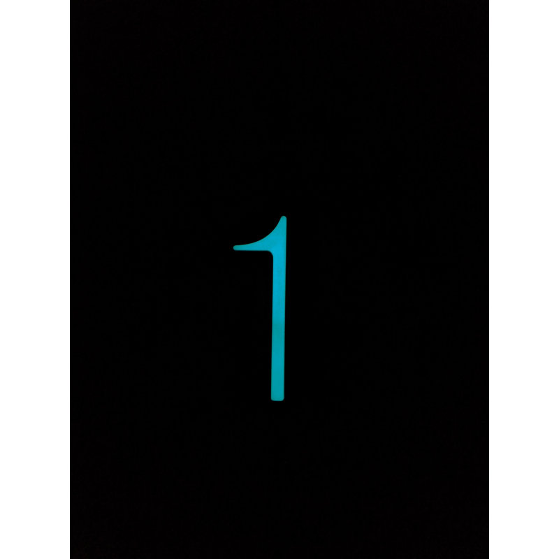 6'' H Reflective Plastic House Number, Aqua, 1