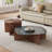 Modern Walnut And Sapphire Marble Irregular Coffee Table Nesting Set
