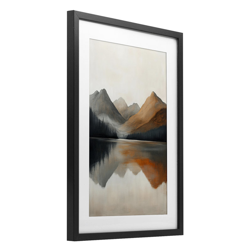 Terracotta Reflection Abstract Landscape, reproduction encadrée sous verre, design par Petal Prints Design, H 20 po x l 14 po