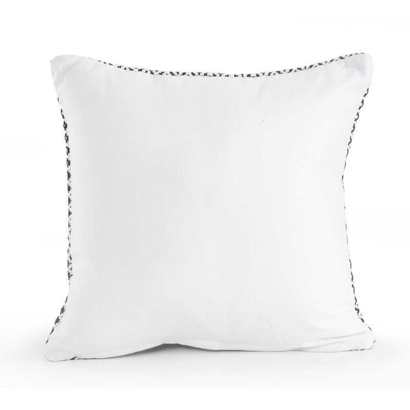 Black and White Cotton Geometric Square Throw Pillow