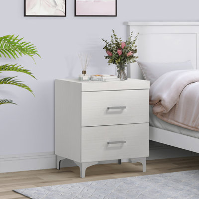 Table de chevet blanche à 2 tiroirs
