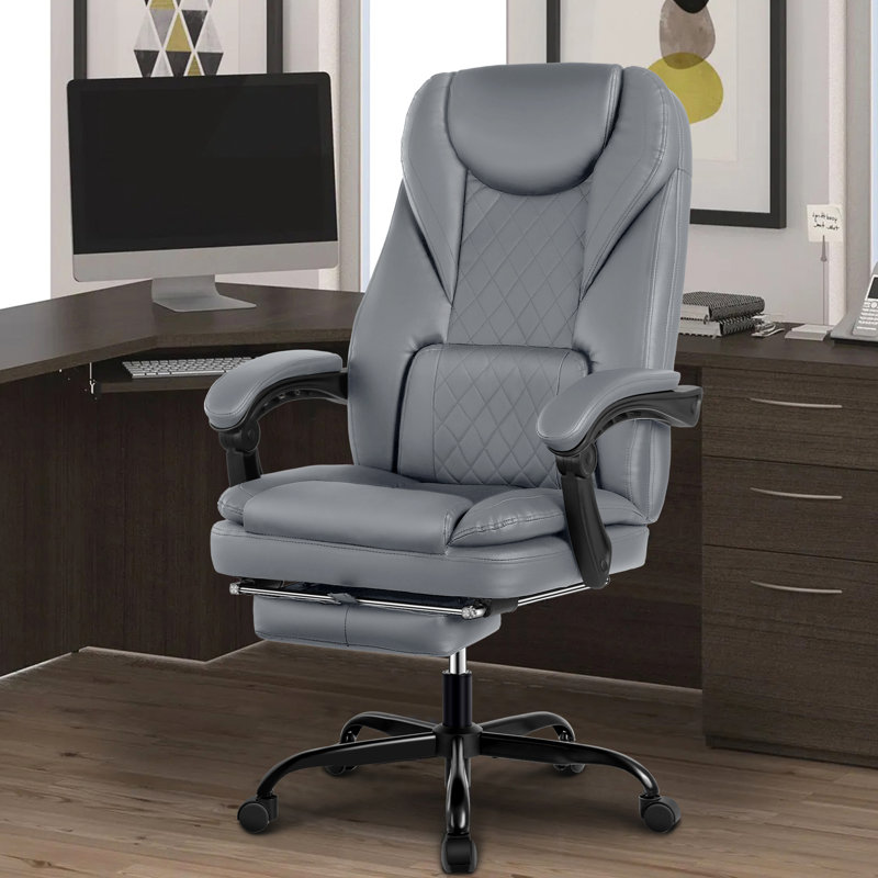 Azteca Ergonomic Executive Chair with Footrest, Gray
