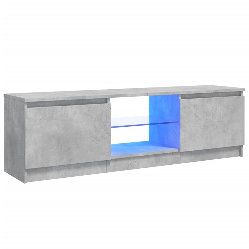 Labonte  TV Cabinet with LED Lights 120x30x35,5 cm, Concrete Grey, 35.5cm H x 120cm L x 30cm W
