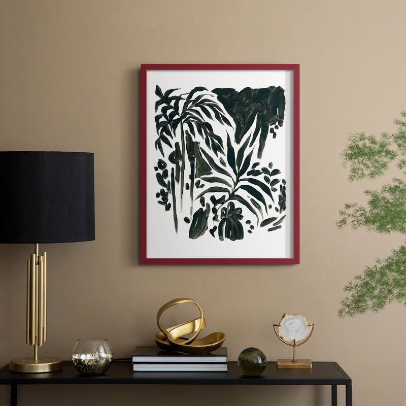 Encre Jungle II, reproduction encadrée - bois massif, H 30 po x l 24 po, Rouge