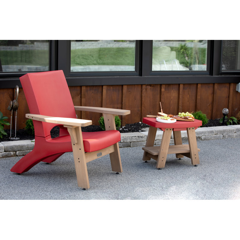 Red and Brown Cedar Resin 3-Piece Patio Conversation Set