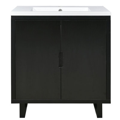30" Bathroom Vanity Set With Sink, Combo Cabinet, Bathroom Storage Cabinet, Solid Wood Frame(The Same With SV000008AAB-1)