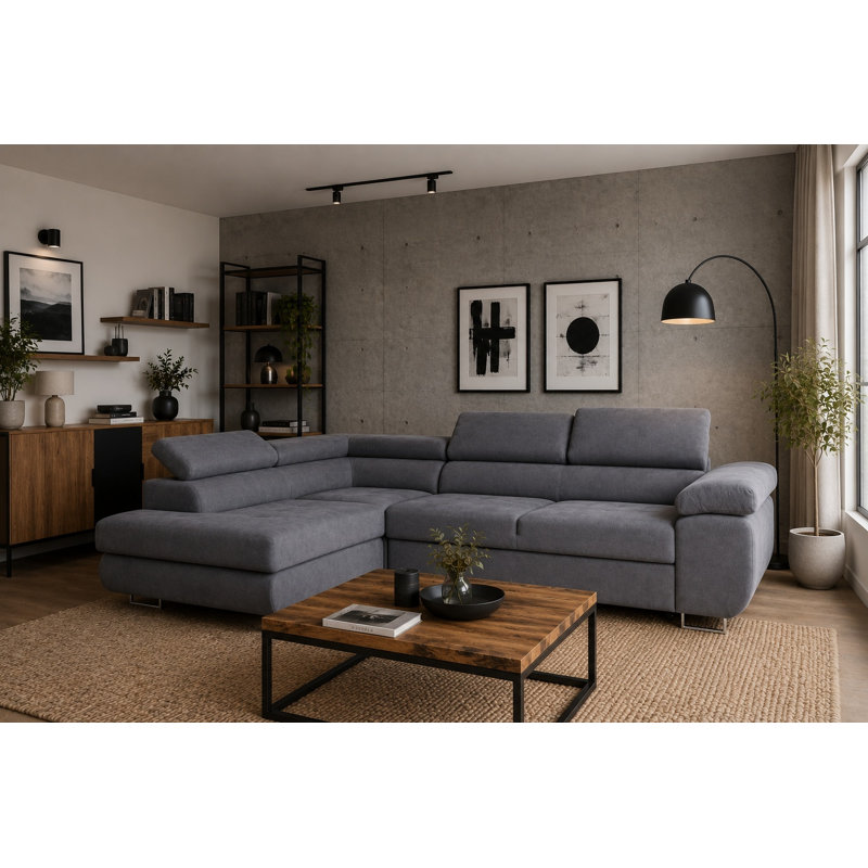 Flavius Corner Sofa Bed, Left Hand Facing, Graphite