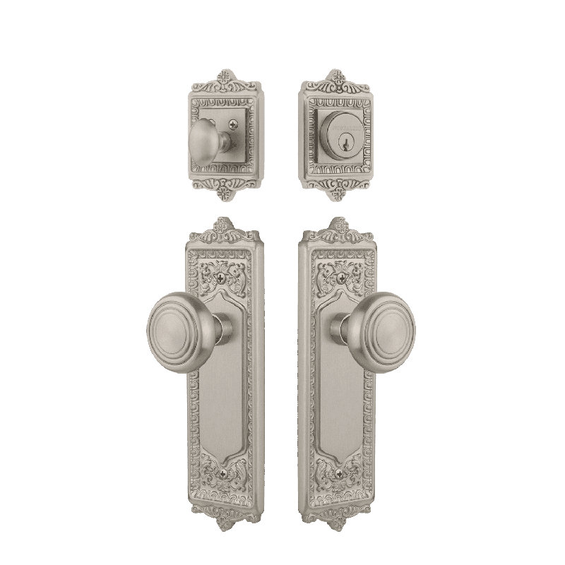 Nostalgic Warehouse Egg & Dart Entry Set with Deco Knob, 2.75, Satin Nickel
