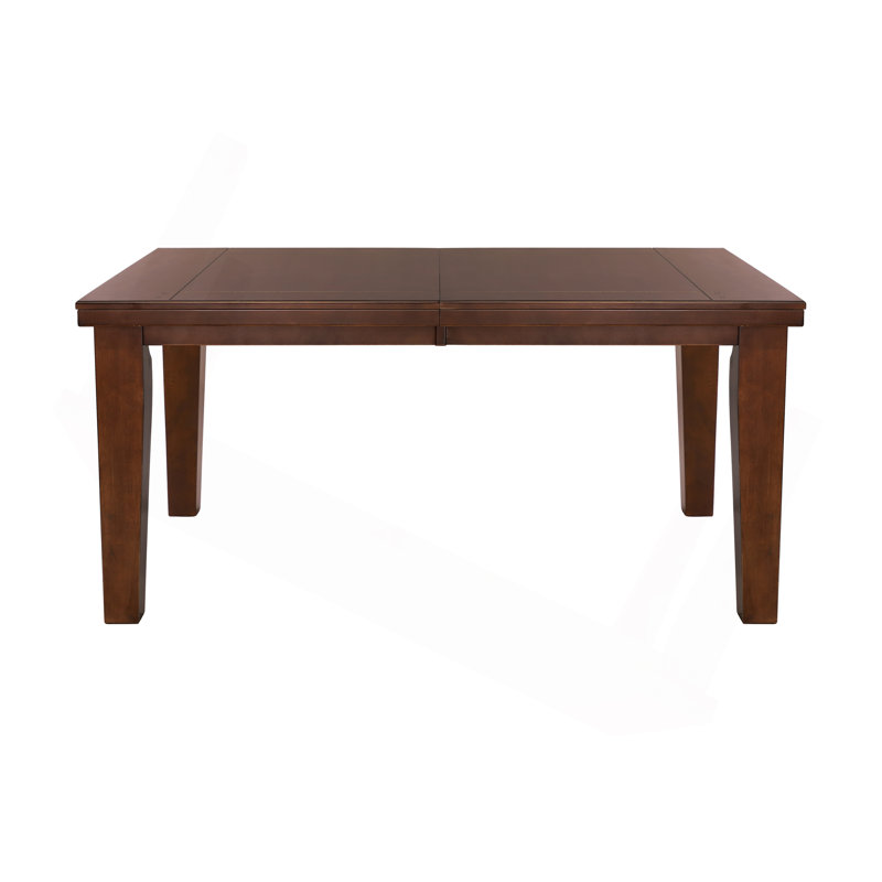 Table de salle à manger rectangulaire 1 pièce en chêne foncé avec rallonge de rangement en bois