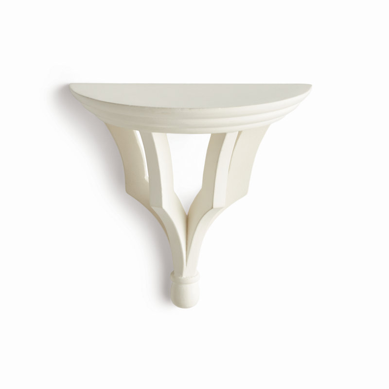 Tablette demi-cercle Gianinna, H 7 po x l 7,75 po x P 3,75 po, Blanc