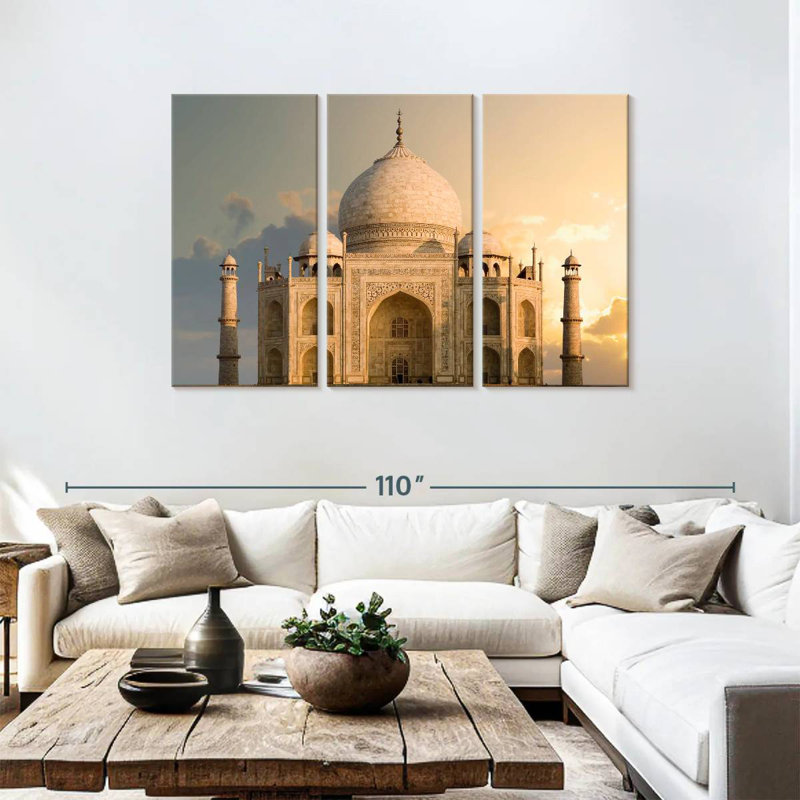 Lever de soleil sur le Taj Mahal, H 48 po x l 74 po