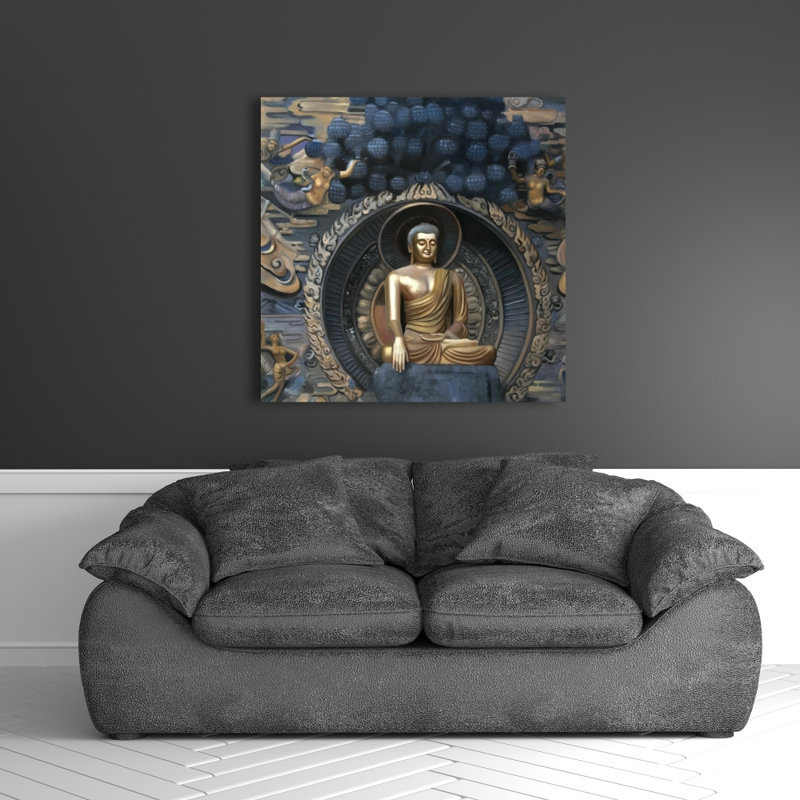 Grand Bouddha à Lingshan, toile - bleu, décoration intérieure