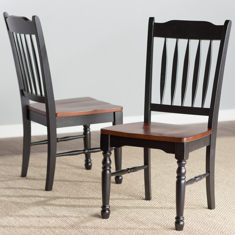 Letizia 17.32'' H Solid Wood Side Chair, Black/Oak