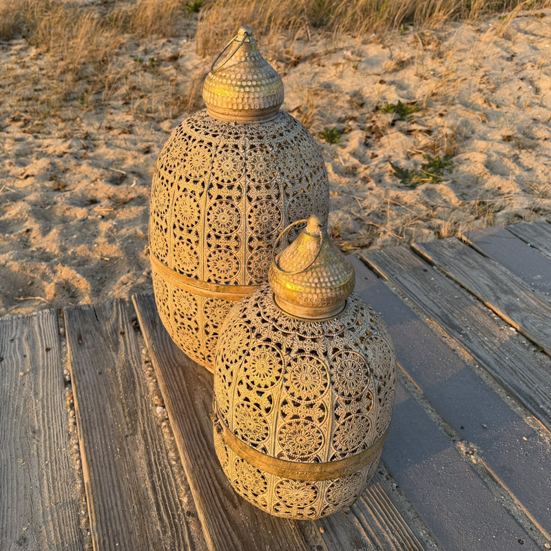 2 PIece Chubby Oasis Candle Lantern Set