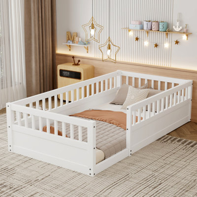 Floor Bed Frame With Fence Wood Kids Floor Beds Frame For Bedroom Playroom