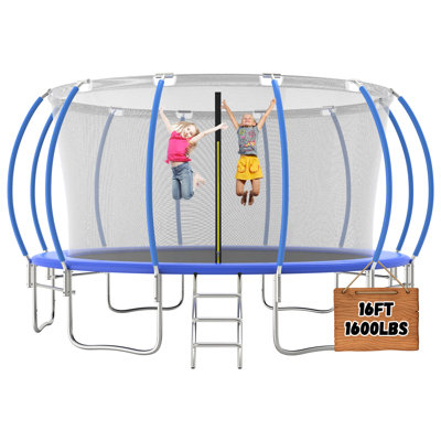 Tranpoline 16 pi pour enfants avec filet de sécurité Tranpoline récréative pour adultes Approuvé ASTM Tranpoline pour la cour extérieure avec panier de basketball