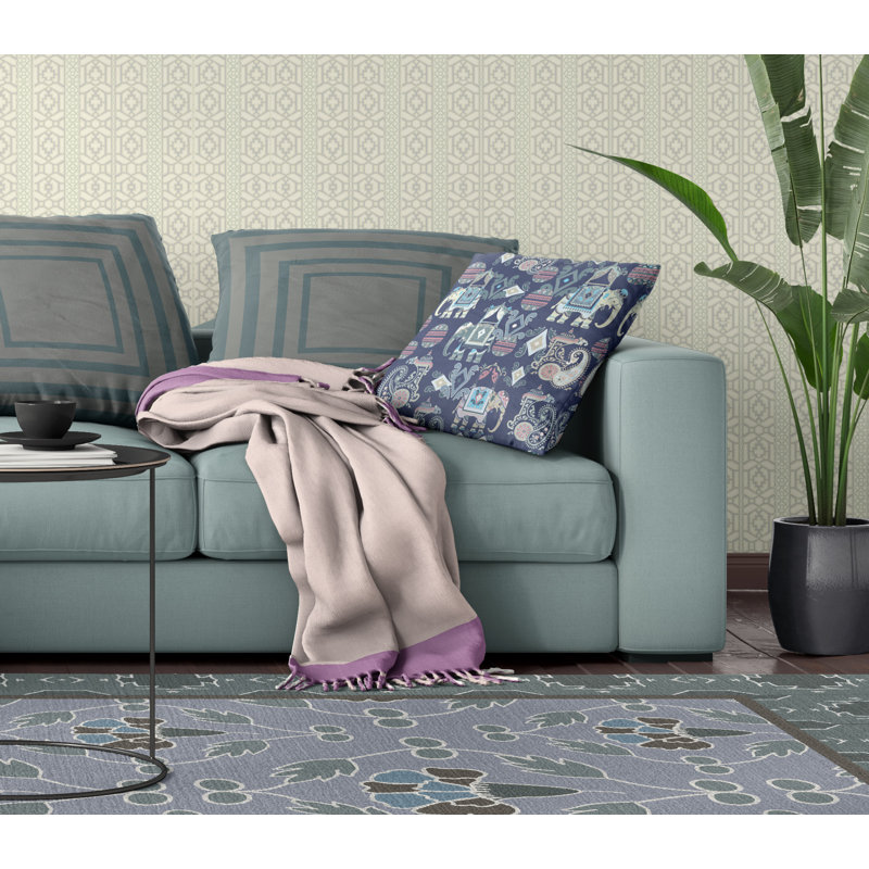  Housse de coussin carré et insert, H 20 po x l 20 po, Fermeture éclair, Bleu/gris