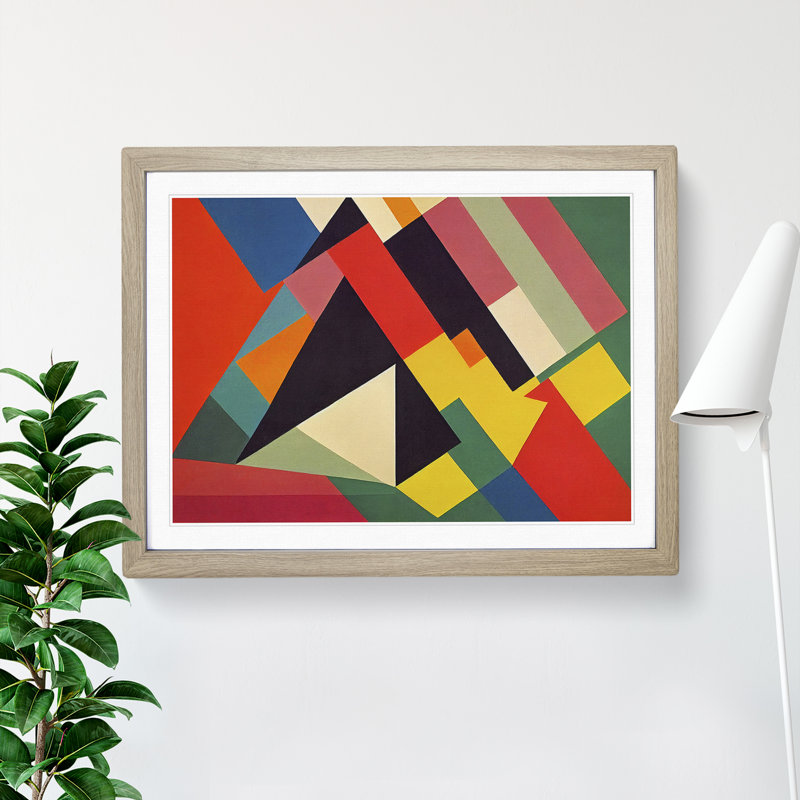 XH1022-6057X Modern Bauhaus Vol.3 Abstract - Single Picture Frame Print, 25cm H x 34cm W x 2cm D, Oak